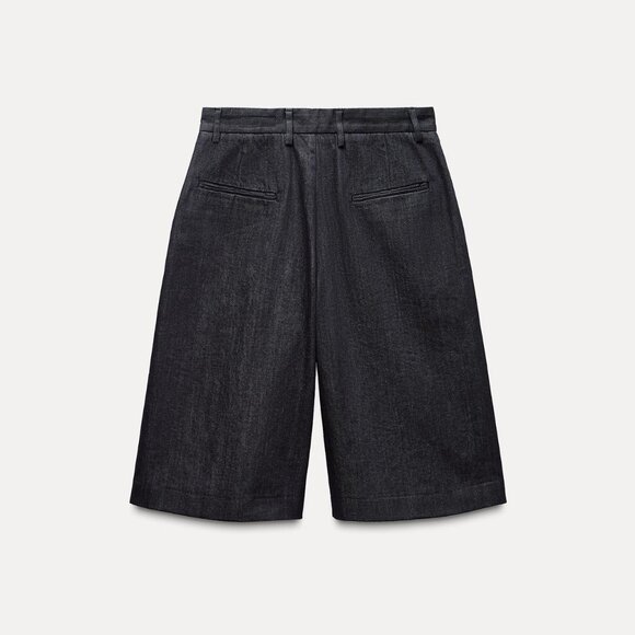 ZARA ZW LONG DENIM SHORTS in RINSE Sz Small NWT - Picture 5 of 8